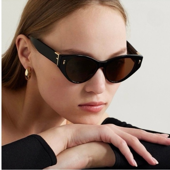 FENDI Brown Oversized Cat Eye UV Sunglasses Style FE400351 01E FENDI F logo NEW - Picture 2 of 14